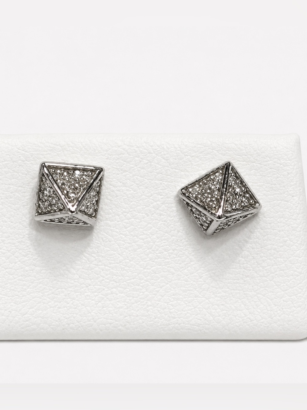 Luxury 14k White Gold Pavé Diamond Stud Earrings | Fine Jewelry | Trending